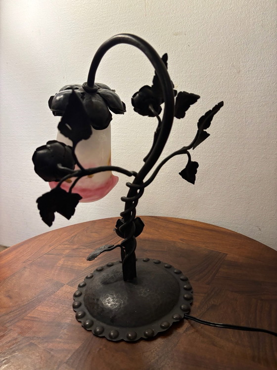 LAMPADA DA TAVOLO ART NOUVEAU MULLER FRÈRES PASTA DI VETRO CIRCA 1920 – Lampade da tavolo, Ferro (photo 10 of 15)
