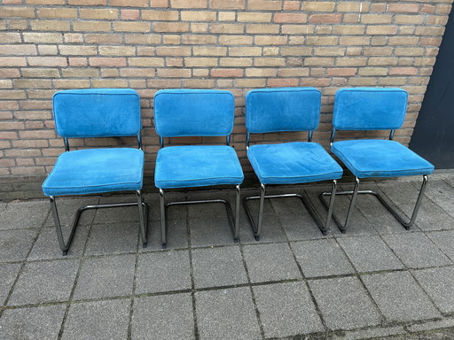 4 Rib Fabric Chairs with Chrome Tube Frame