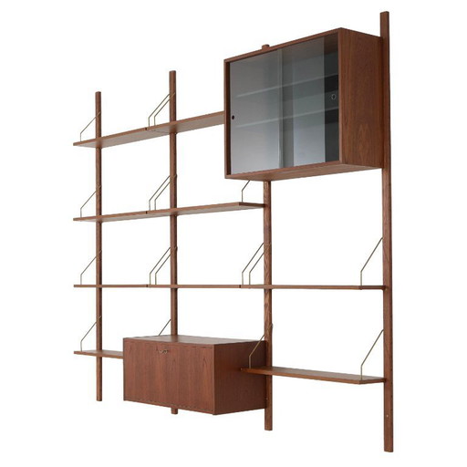 Estantería modular de teca, diseño danés, década de 1970, fabricada en Dinamarca.