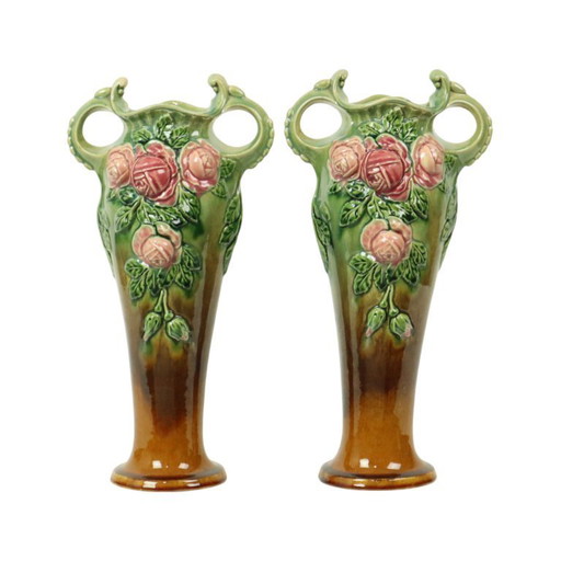 Art Nouveau Majolica Vases