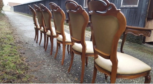 6 Italiaanse eetkamer stoelen leder 