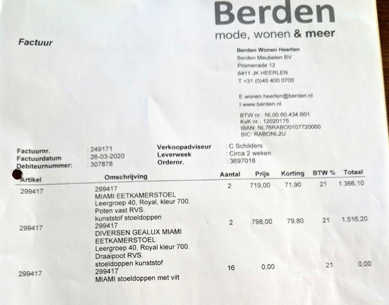 Image 1 of 4 x Gealux Miami dining chair, leather