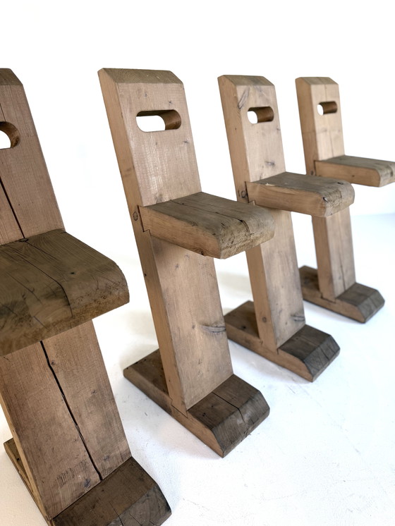 Image 1 of 4x tabourets de bar sculpturaux '80