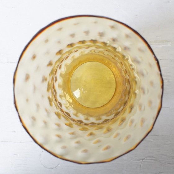 Image 1 of Mid-century Large Stylish Amber Glass Flower Vase / Empoli / Italy / 1970s
