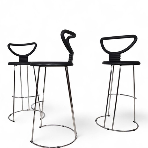 Fasem Italia 3-piece set of postmodern bar stools by Nobu Tanigawa, 1990
