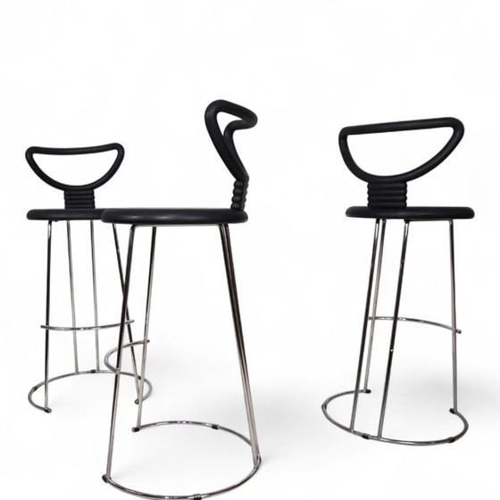 Image 1 of Fasem Italia 3-piece set of postmodern bar stools by Nobu Tanigawa, 1990