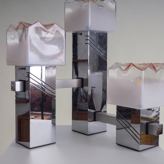 Image 1 of Tafellamp met Murano glazen kappen van Gaetano Sciolari