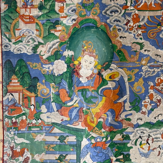 Antique Thangka Yab Yum 112 cm – Paintings & Drawings, Canvas, Silk (photo 4 of 7)