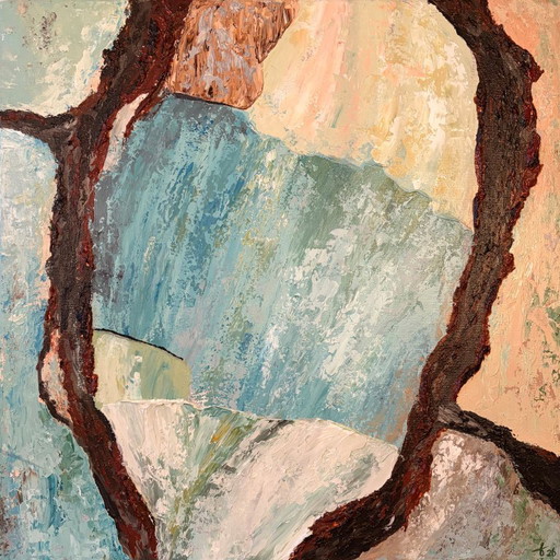 Pine II – Organic abstract painting with heavy texture | Acrylic on canvas | 50x50 cm