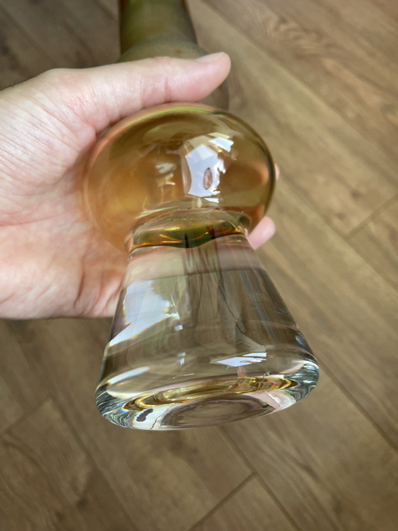 Hand-Blown Amber Art Glass Vase, Mid-Century Modern Scandinavian in the Style of Bo Borgström (photo 8 of 8)