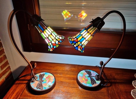 Conjunto de Lámparas de Sobremesa Estilo Tiffany con Diseño de Libélula – Lámparas de mesa, Crystal (photo 6 of 14)