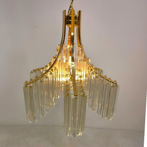 Image 1 of Venini xl waterval kroonluchter 70's Italiaans murano glas