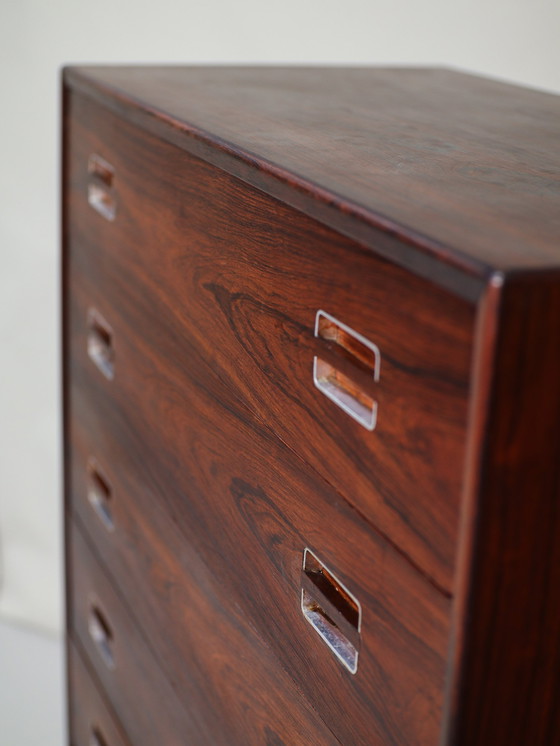 Image 1 of Tall Chest of Drawers Danish Vintage Rosewood Metal