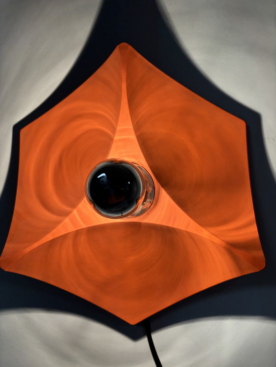 Image 1 of Lámpara de pared o techo de la era espacial naranja – Hofmeister, década de 1970 – Futurista de mediados de siglo