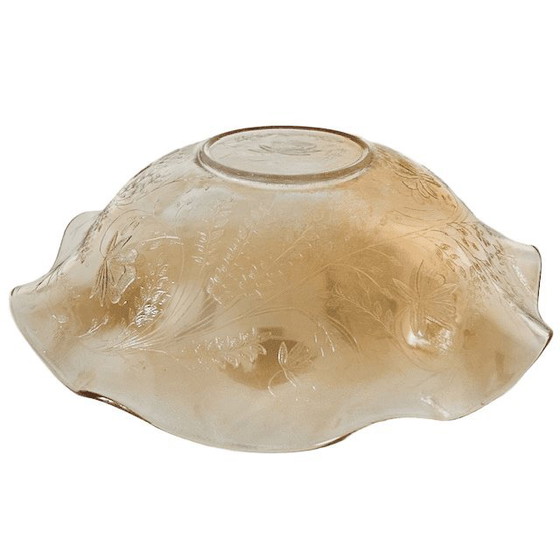 Image 1 of Bol vintage Jeanette Floragold Louisa en verre ondulé, années 1950