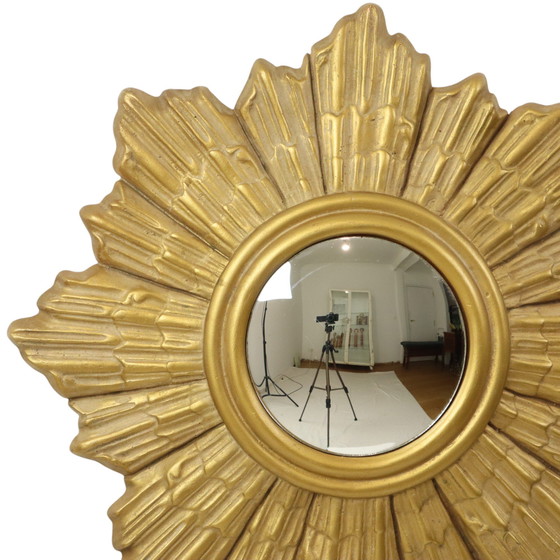 Image 1 of Golden Sunburst Plaster Sunburst Mirror