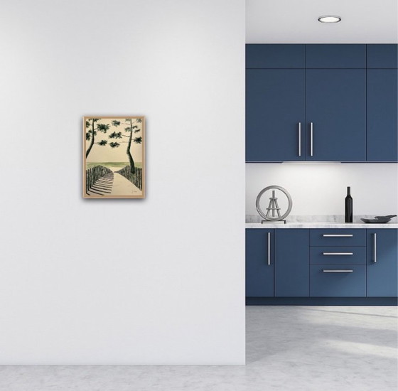 Image 1 of Olive green ink on 250g natural paper.