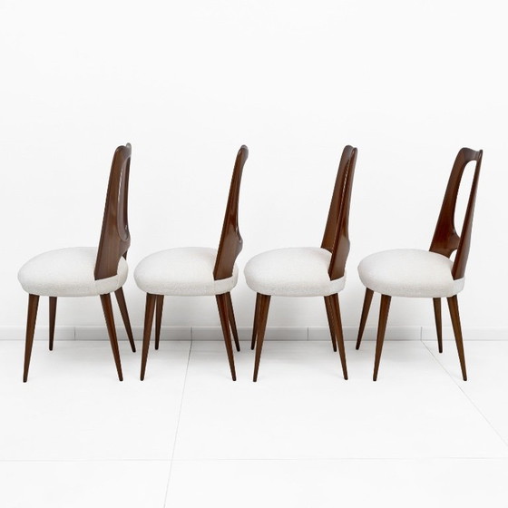 Ensemble de quatre chaises de salle à manger italiennes en noyer de Vittorio Dassi, milieu du siècle, 1950 (photo 3 of 7)
