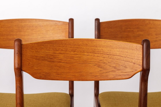 Image 1 of Set of 4 Teak Dining Chairs in the Style of Erik Buch, Mid-Century Modern, Newly Upholstered Vintage Chairs