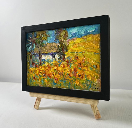 Image 1 of Original Oil Painting Summer Flowers Landscape Lush sunny fields