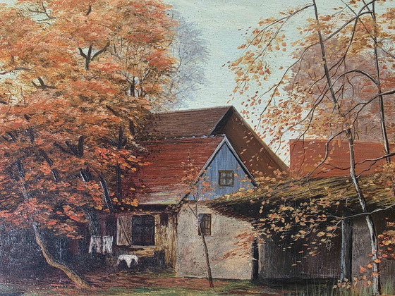 Stunning Vintage Autumn Landscape Oil Painting – Paintings & Drawings, Canvas (photo 12 of 13)