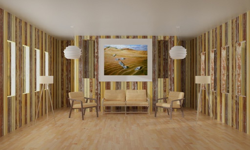 Origineel olieverfschilderij, hedendaagse kunst, symboliek, woestijnkaravaan – schilderijen tekeningen, Canvas (photo 2 of 7)