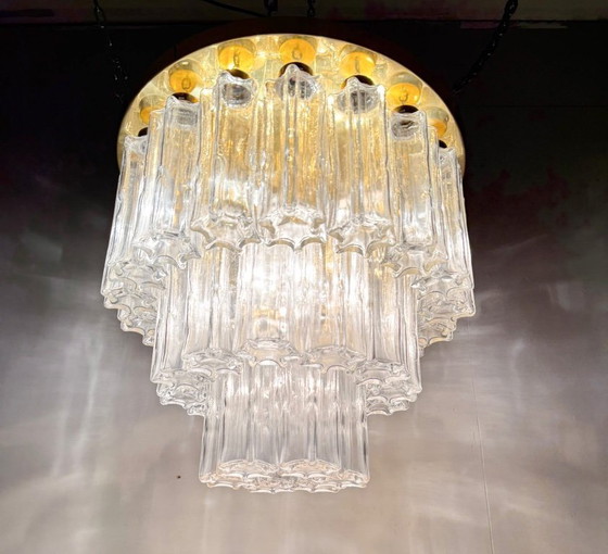 Image 1 of Lustre/plafonnier à trois niveaux de style milieu du siècle, provenant de Limbourg, en Allemagne, années 1970