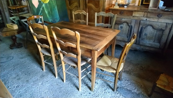 Bresse boerderijtafel in walnoot – Eettafels, Vintage (photo 10 of 16)