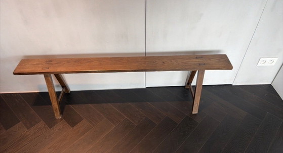 Twee Franse banken, Kuipstoelen, Hout, Bruin (foto 3 van 5)