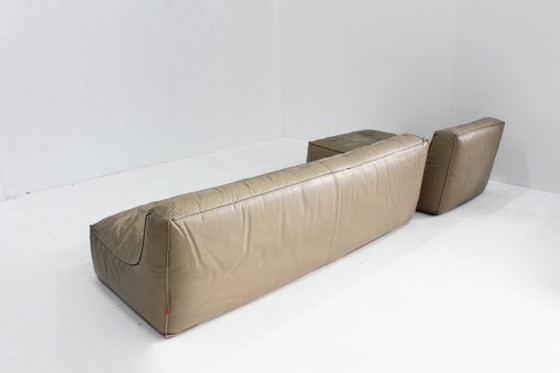 Image 1 of Vintage modulaire sofa groen leer van Verzelloni, Italië, jaren 90 