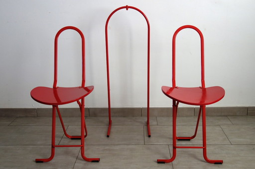 2 Gastone Rinaldi Folding Chairs with Stand for Thema, 70s/80s