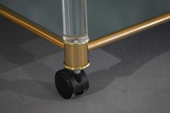 Image 1 of Carrello di servizio vintage in ottone e lucite, Francia, anni '60