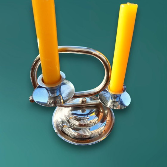 Image 1 of Paire de chandeliers Art Déco chromés