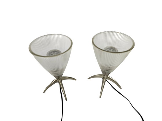 Image 1 of Gebr. Kemner - vetro - metallo - lampade da tavolo - 2 (set) - terzo quarto del XX secolo