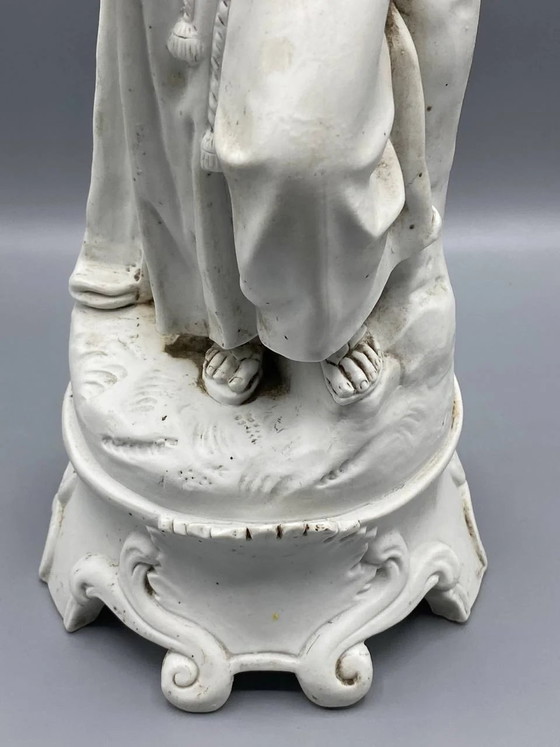 Antike religiöse Statue des Heiligen Josef aus Biskuitporzellan, Ende des 19. – Anfang des 20. Jahrhunderts (photo 6 of 8)