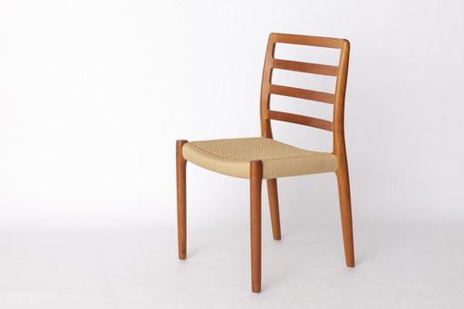 1 de 6 Chaise Niels Møller Model 85 en teck avec cordon danois, 1980 Moderne du milieu du siècle danois