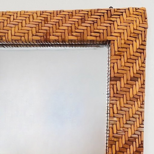 Vintage mid-century rattan mirror wicker 1970's