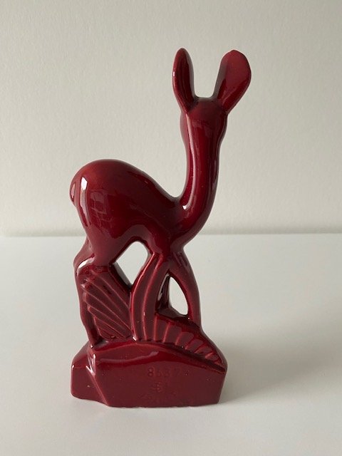 Art Deco Figurine Deer (Ruby Red) Design Charles Lemenceau