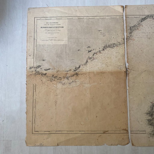 Old map of Marseille - Corsica - Elba Island, 1888