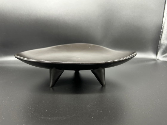 Image 1 of black ceramic trinket tray, 1950s