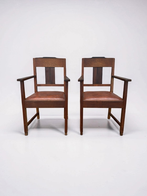 Image 1 of 2x Art Deco / Amsterdamse School stoelen