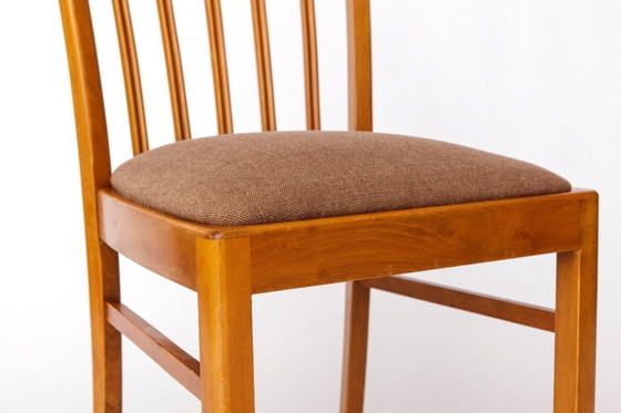 Image 1 of Set of 4 Mid-Century Beech Dining Chair by Stöss, Germany, 1950s–60s – Grey Upholstery, Vintage Wooden Side Chair