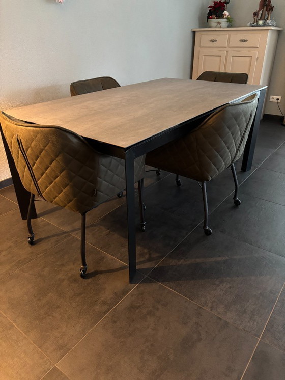 Image 1 of 4x Esszimmerstuhl mit Rollen, Royce-Ökoleder - Bronx71