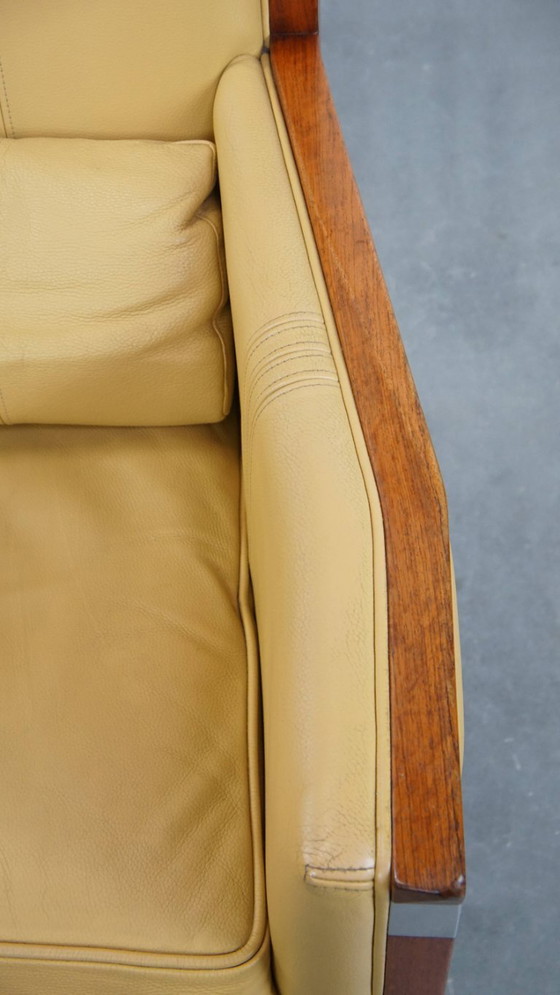 Image 1 of Art Deco Schuitema Design Sessel in gelbem Leder mit hoher Rückenlehne aus der Serie Decoforma