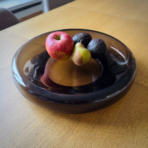 Vintage Scandinavische Amber Glas Schaal