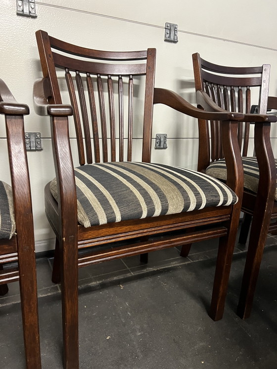 Image 1 of 6 Bannink jugendstil eetkamer armstoelen donker kersenhout 