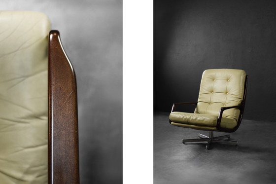 Image 1 of Vintage Mid-Century German Modern Leather Swivel Armchair by Eugen Schmidt for Soloform, 1960s