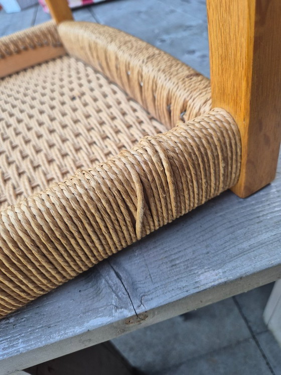 Image 1 of 4 Stuks J.L. Møller Model 401 eikenhouten eetkamerstoelen met papercord zitting