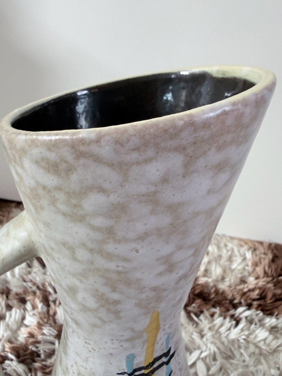 Vaso in ceramica vintage della Germania Ovest con manico, decoro grafico, 38 cm, Scheurich W-Germany, Vasi (foto 9 di 14)