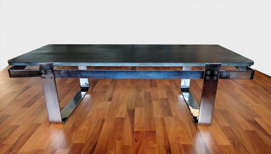 Image 1 of Tavolino in ardesia cromata Peter Draenert Style